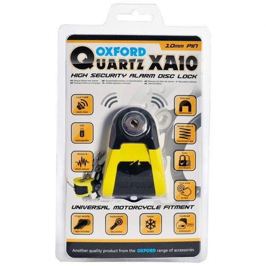 Quartz XA10 Alarm Disc Lock 10mm Yellow Black